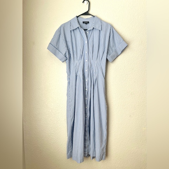 J Crew Organic Cotton Striped Shirt Dress, 8 - Picture 2 of 7